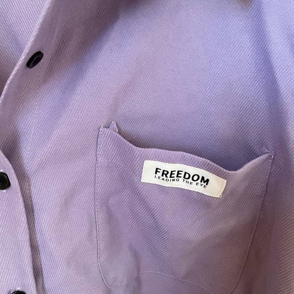 Shein Curvy long sleeve button down top in a periwinkle color. Size 1X. - Picture 3 of 4